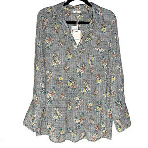Pleione | Floral V-Neck Collard Blouse‎ | Size XL Women's